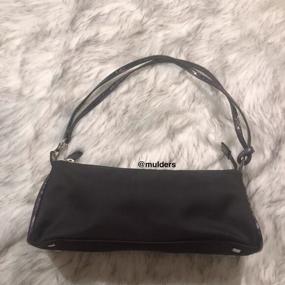 Vintage Apostrophe Y2k Little Black Prom Purse w/ Snake Print Handles - Picture 2 of 13